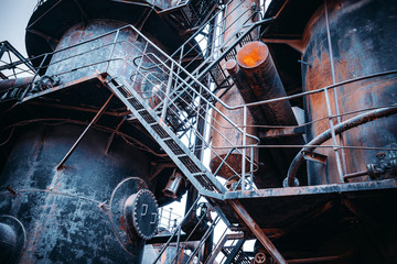 Abandoned factory and steam pipeline