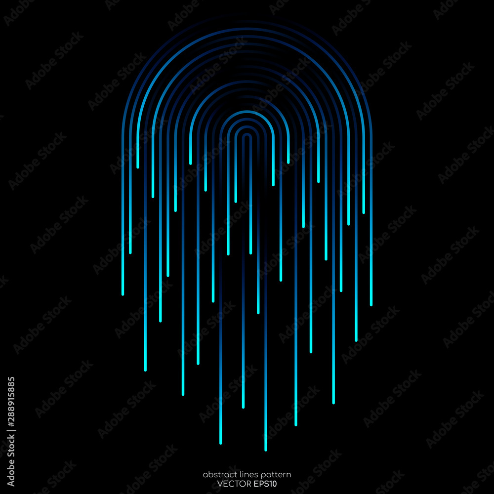 Poster vector half circles lines flowing dynamic pattern in blue green colors isolated on black background 