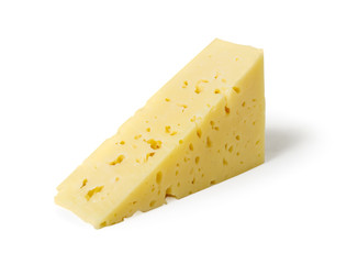 piece of cheddar cheese isolated