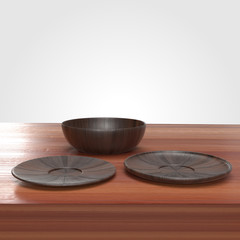 Plate Set on Kitchen Counter 3D Render
