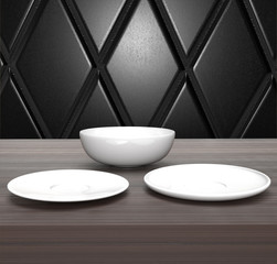 Plate Set on Kitchen Counter 3D Render