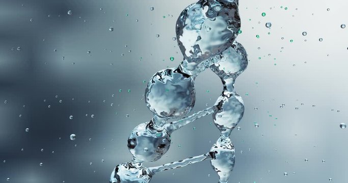 Slow motion macro of micro hi tech dna molecule is analyzed with microscope for biochemistry and dna research in futuristic scientific laboratory. 