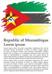 Flag of Mozambique, Republic of Mozambique. Template for award design, an official document with the flag of Mozambique. Bright, colorful vector illustration.