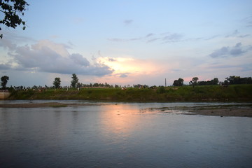 sunset over the lake