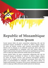 Flag of Mozambique, Republic of Mozambique. Template for award design, an official document with the flag of Mozambique. Bright, colorful vector illustration.