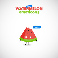 Cute watermelon emoticon, vector illustration