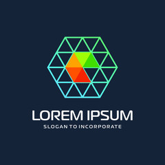 Fototapeta premium Hexagon letters Q digital logo. abstract icon. construction concept - vector