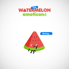 Cute watermelon emoticon, vector illustration