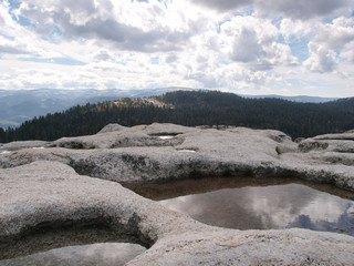 mountain top pools of water in Yosemite
