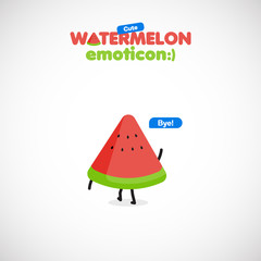 Cute watermelon emoticon, vector illustration