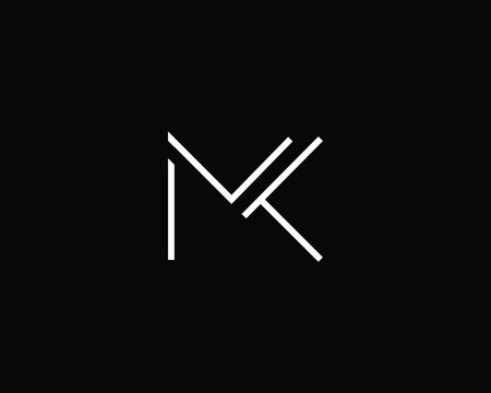 Creative and Minimalist Letter MK Logo Design Icon, Editable in Vector Format in Black and White Color