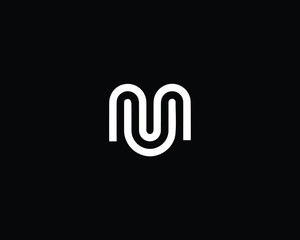 Creative and Minimalist Letter MU UM Logo Design Icon, Editable in Vector Format in Black and White Color - obrazy, fototapety, plakaty