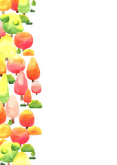 Pastel color autumn tree watercolor hand painting border for decoration on autumn festival.