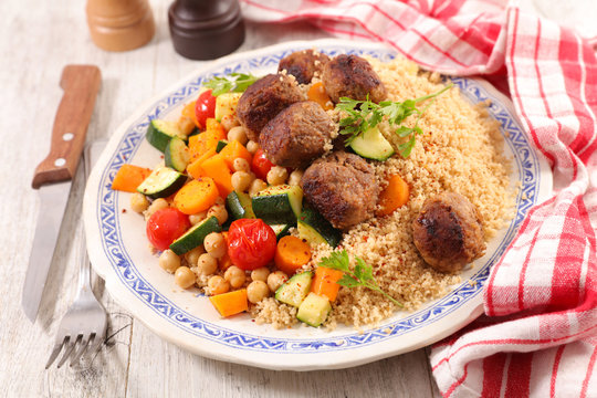 couscous with vegetables and meatball