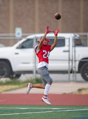 Fototapeta premium Great action photos of high school football players making amazing plays during a football game