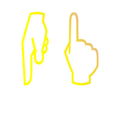 Hand gesture line icon set in modern geometric style with construction lines. Isolated vector illustration of human hands.