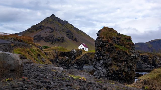 Timelapse view of the small village of Hellnar, West Iceland