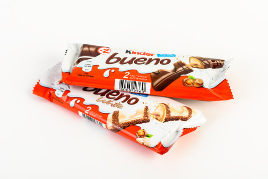 BUCHAREST, ROMANIA - DECEMBER 02, 2015: Kinder Bueno Chocolate is a confectionery product brand line of Italian confectionery multinational Ferrero
