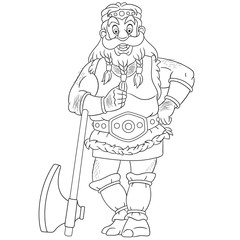 coloring page with ancient viking warrior