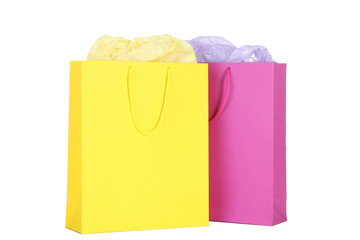 Colorful shopping bags isolated on white background