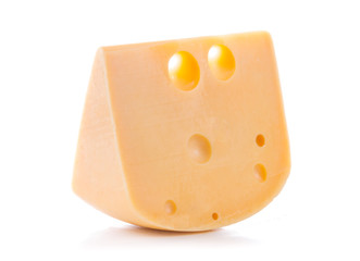 pieces of tasty yellow cheese isolated on white background