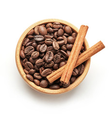 Flavored coffee beans with cinnamon
