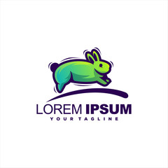 awesome running rabbit logo design