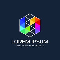 Hexagon letters S digital logo. abstract icon. construction concept - vector