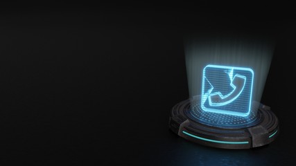 3d hologram symbol of phone square icon render