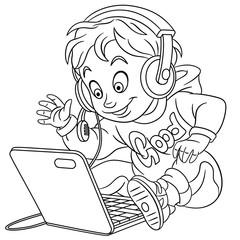 coloring page with video cyber e-sport gamer