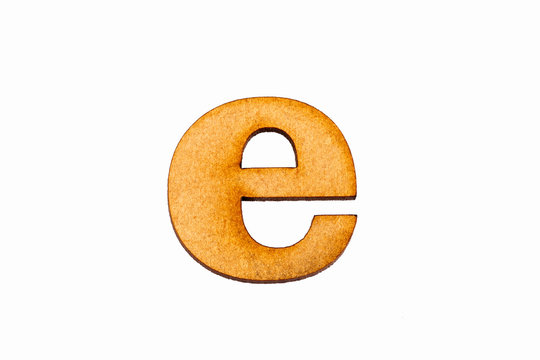 Lowercase Letter E In Wood - White Background