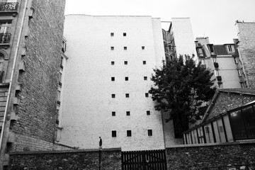 Paris, France - august 18th 2017 - white modern facade in the 16th district
