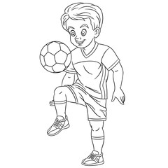 coloring page with footballer, football player