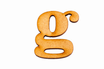 Lowercase letter g in wood - White background