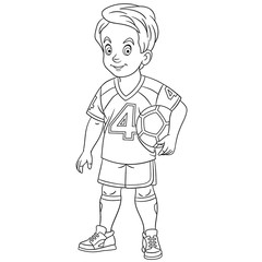 coloring page with footballer, football player