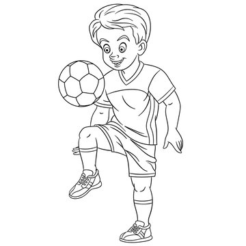 coloring page with footballer, football player