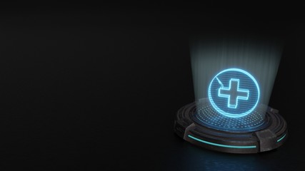 3d hologram symbol of plus circle icon render