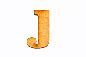 Lowercase letter j in wood - White background