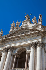 Fototapeta na wymiar Ornate facade of the Archbasilica of Saint John Lateran in Rome