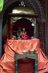 interior of old temple with radha krisna