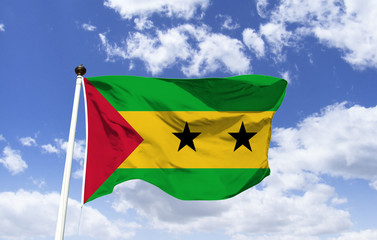 Flag of Sao Tome and Principe, colors have cultural and political meanings. Green alludes to vegetation, yellow in the sun, cocoa and equality, red fighting for independence the stars the two islands