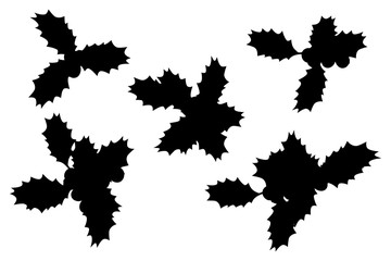 Obraz premium Mistletoe silhouettes, isolated kit, small clip art set on white background