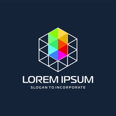 Fototapeta premium Hexagon letters V digital logo. abstract icon. construction concept - vector