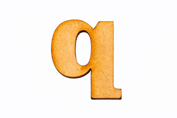 Lowercase letter q in wood - White background