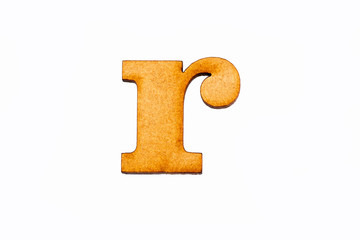 Lowercase letter r in wood - White background