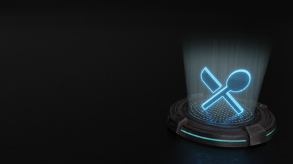 3d hologram symbol of restaurant icon render