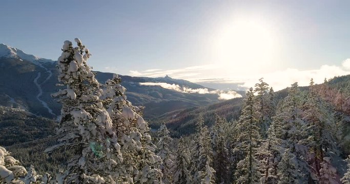 view of mountains in winter at sunset