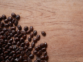 coffee beans on wooden background