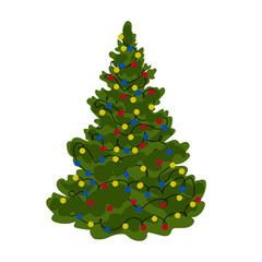 New Year tree, vector illustration. Background. Postcard.