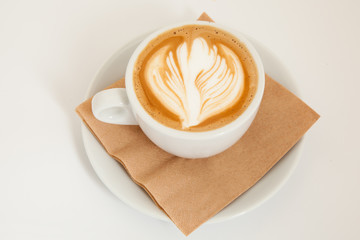 cup of coffee latte art top view